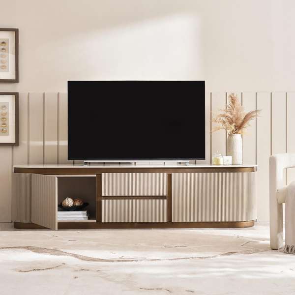 ZAVIAN TV UNIT UPTO 80 INCHES SINTERED STONE - BEIGE GOLD